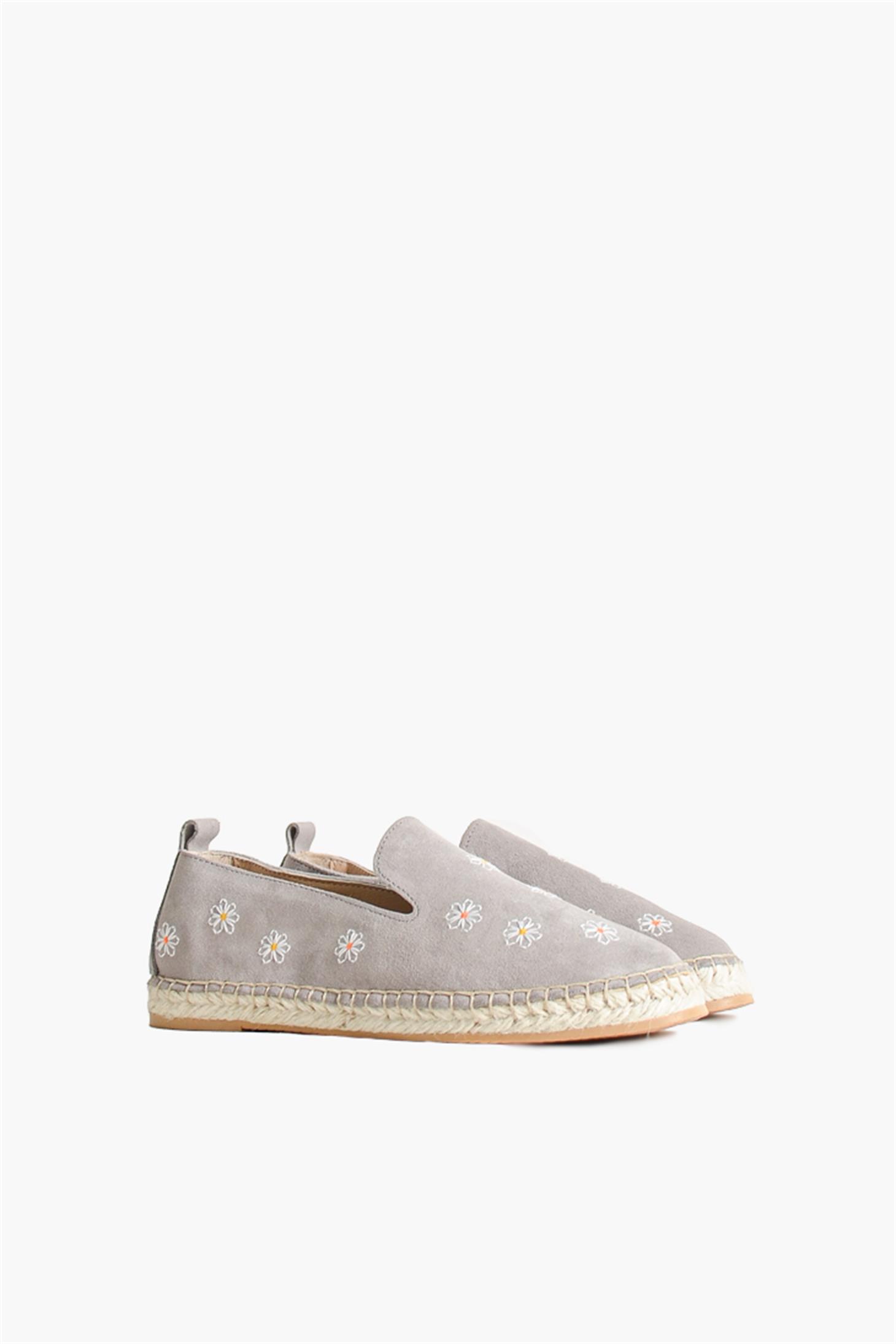 SHOES&MOREALENAXALENAX - Açık Gri Süet - ESPADRİL