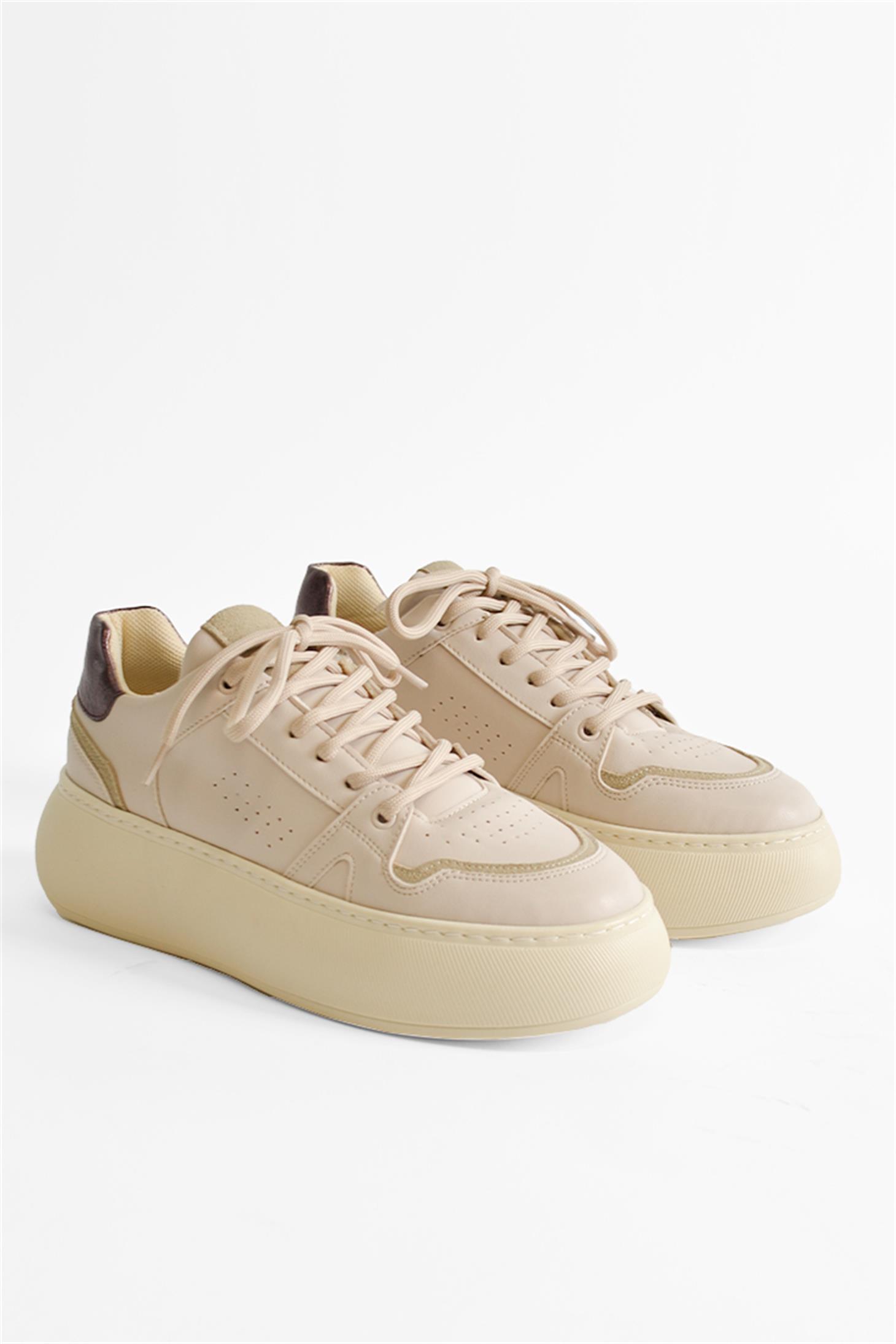 SHOES&MOREHENLAHENLA - Bej Deri - Spor