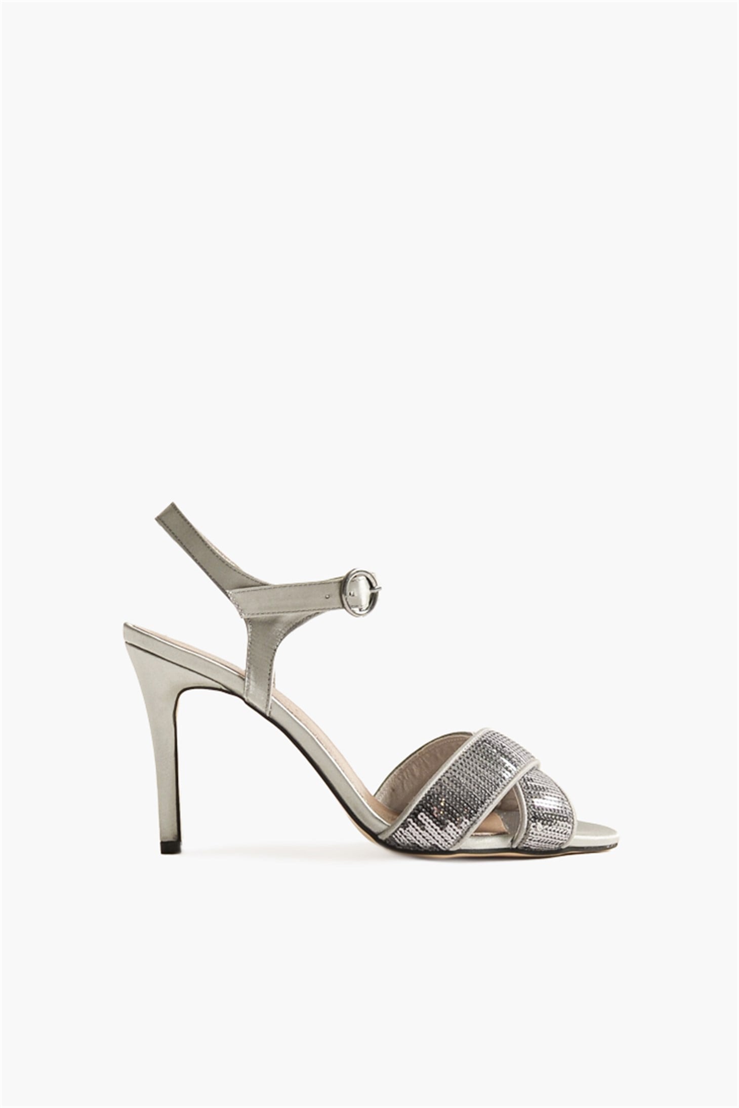 SHOES&MORELILLIALILLIA - Gri Saten - Topuklu