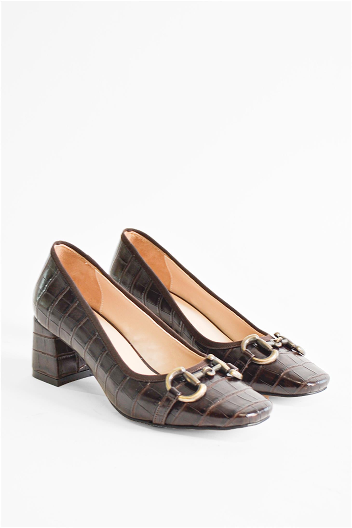 SHOES&MOREPRETMAPRETMA - Kahve Croco - Topuklu