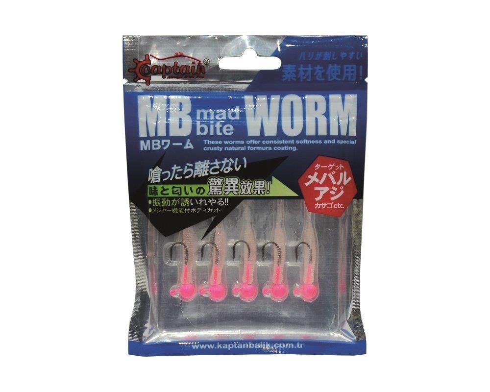Captain 3521 Earthworm Jighead Silikon Set 4cm 5li Pink