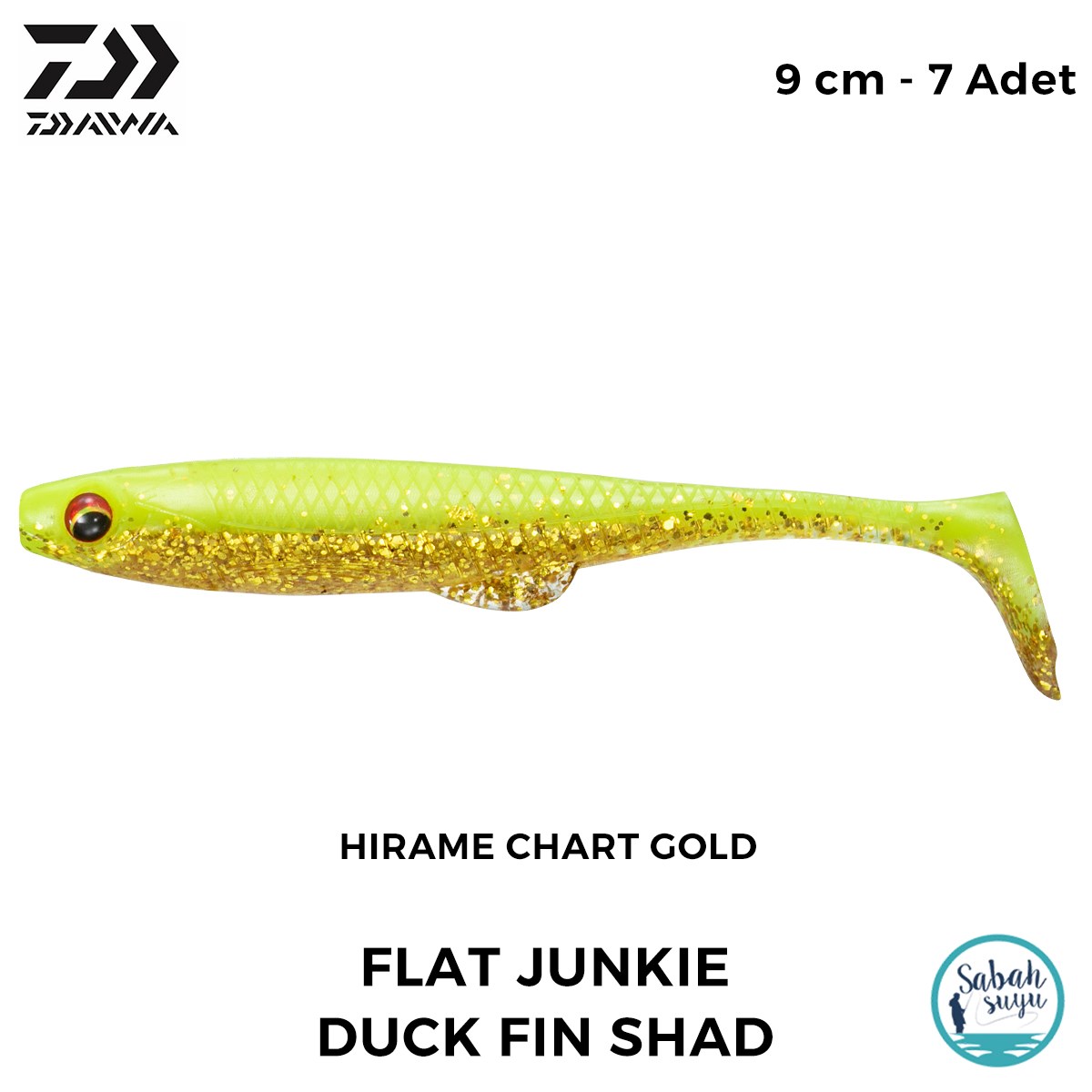 Daiwa FJ Duck Fin Shad 9cm (3.5'') Hirame Chart Gold Silikon Balık (7 Adet)