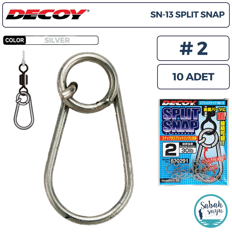 Decoy SN-13 Split Snap Klips #2 30lb Silver (10 Adet)