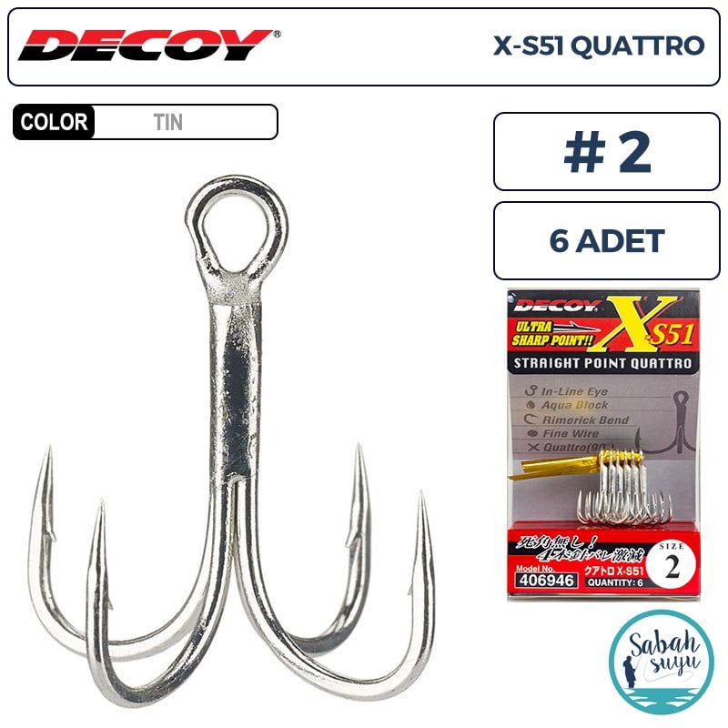 Decoy X-S51 Quattro Dörtlü İğne TIN #2 (6 Adet)