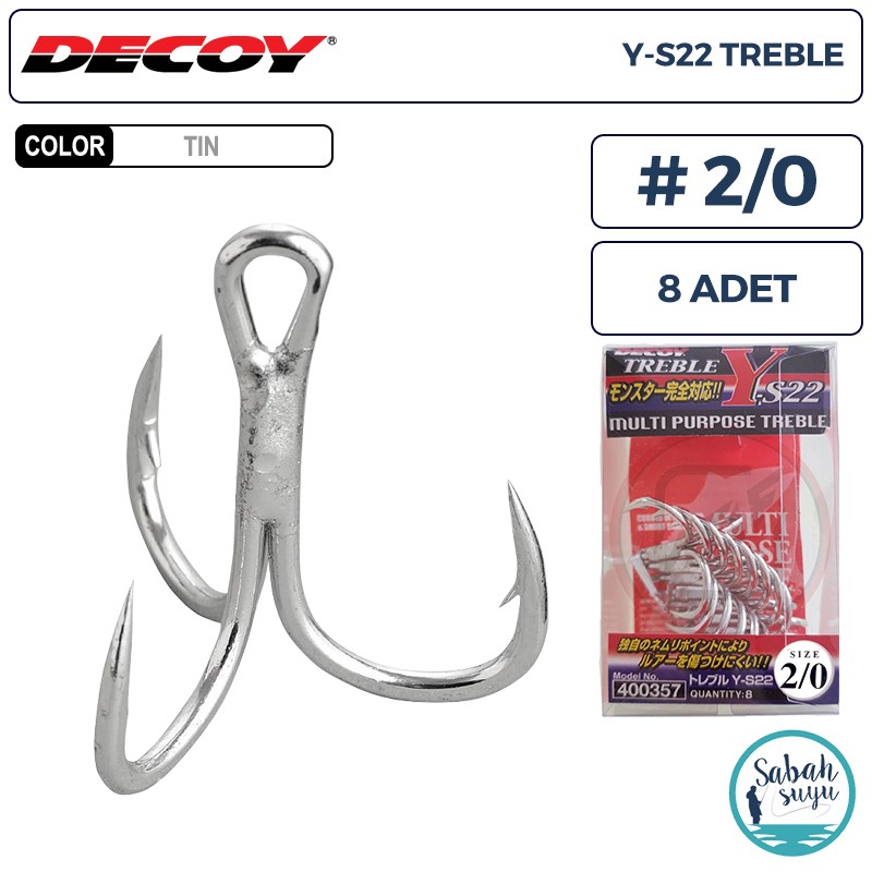 Decoy Y-S22 Standart Treble Üçlü İğne TIN #2/0 (8 Adet)