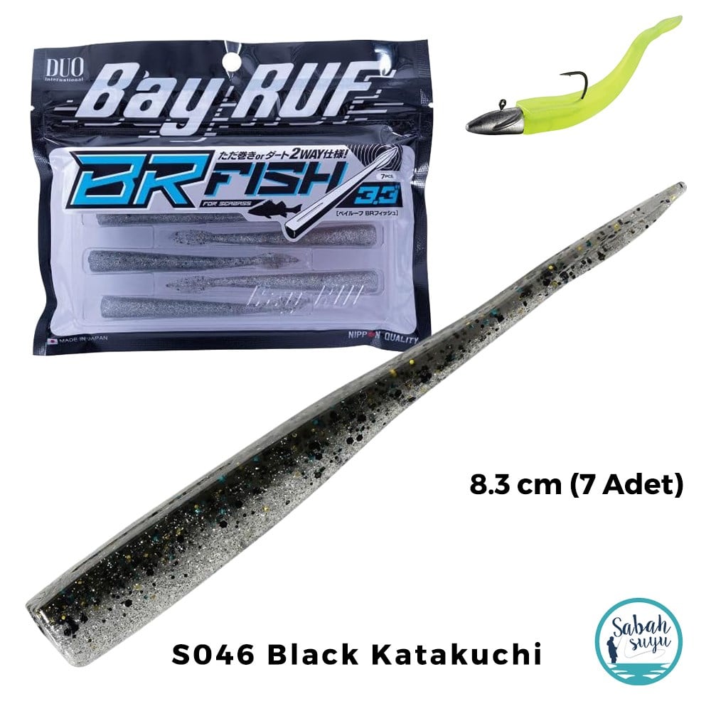 Duo Bay Ruf BR Fish 3.3 Silikon Kuyruk 8.3 cm S046 Black Katakuchi (7 Adet)