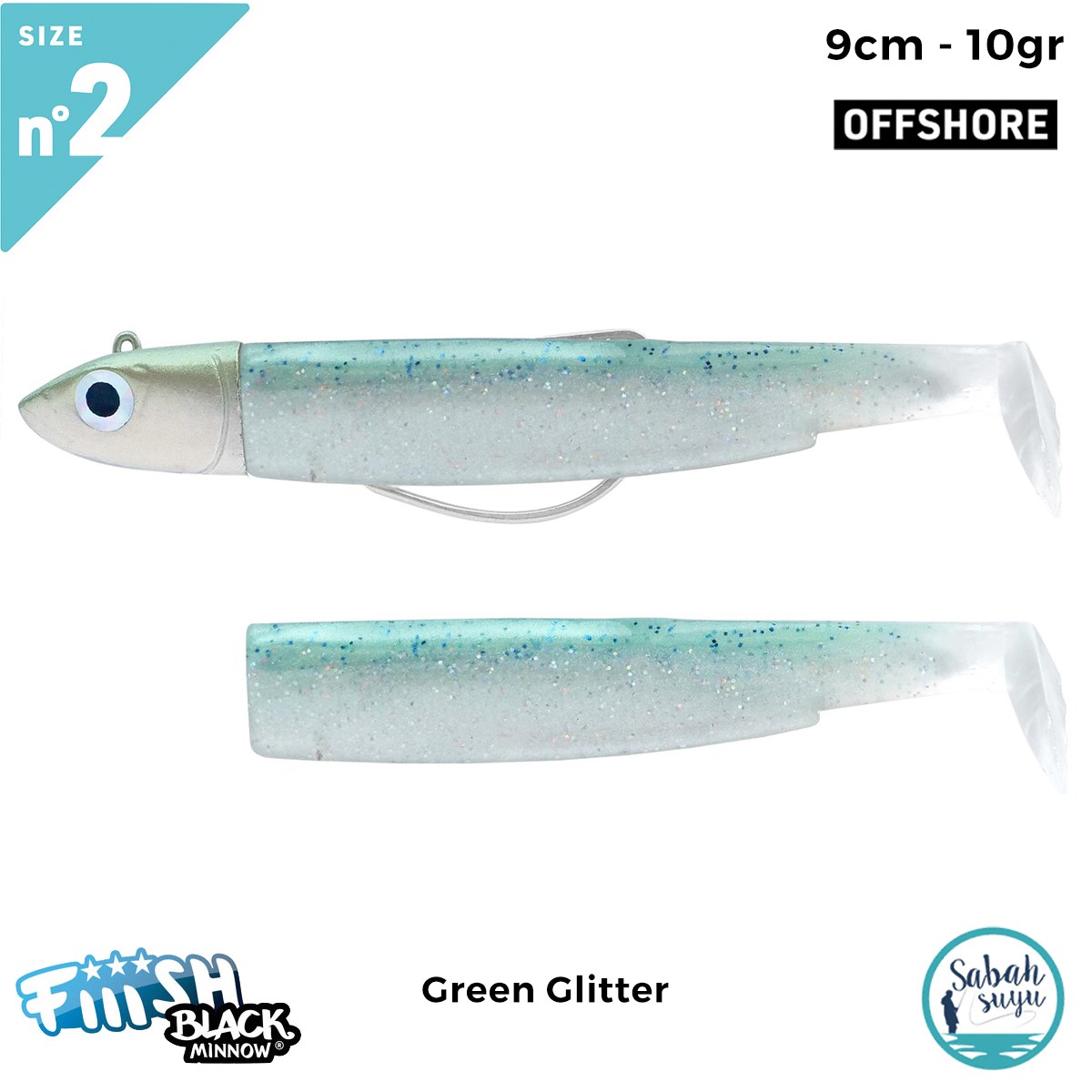 Fiiish Black Minnow BM90/2 BM3137 Combo Offshore 9cm 10gr Green Glitter
