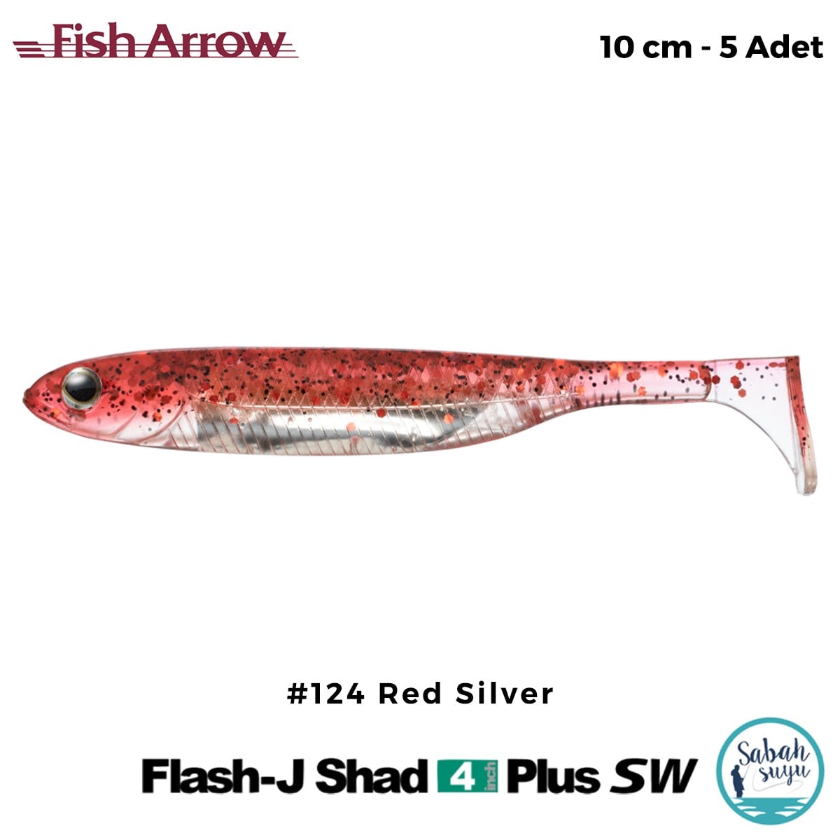 Fish Arrow Flash J Shad Plus SW 10cm (4'') #124 Red Silver Silikon Balık (5 Adet)