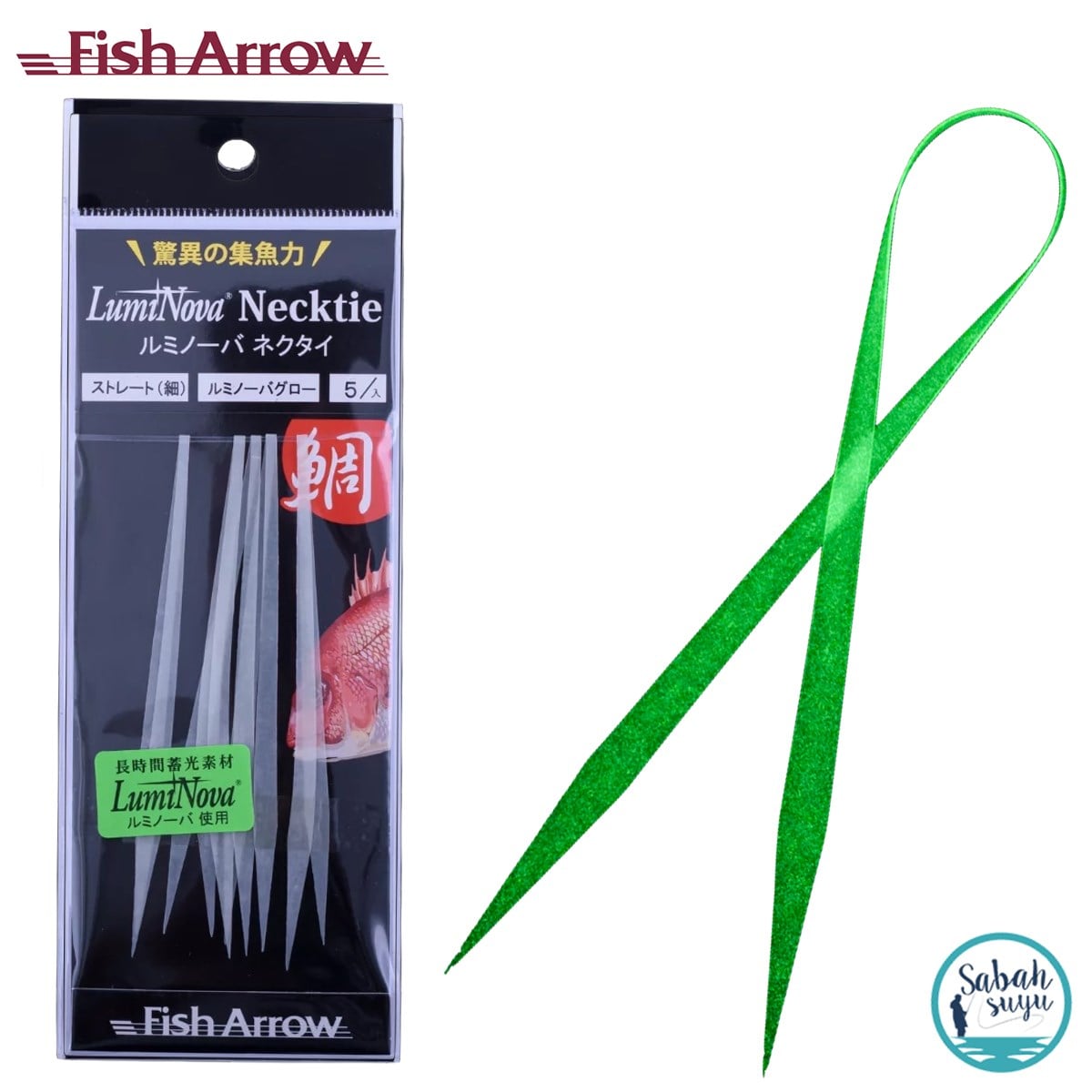 Fish Arrow LumiNova Straight Necktie Green Glow (5 Adet)