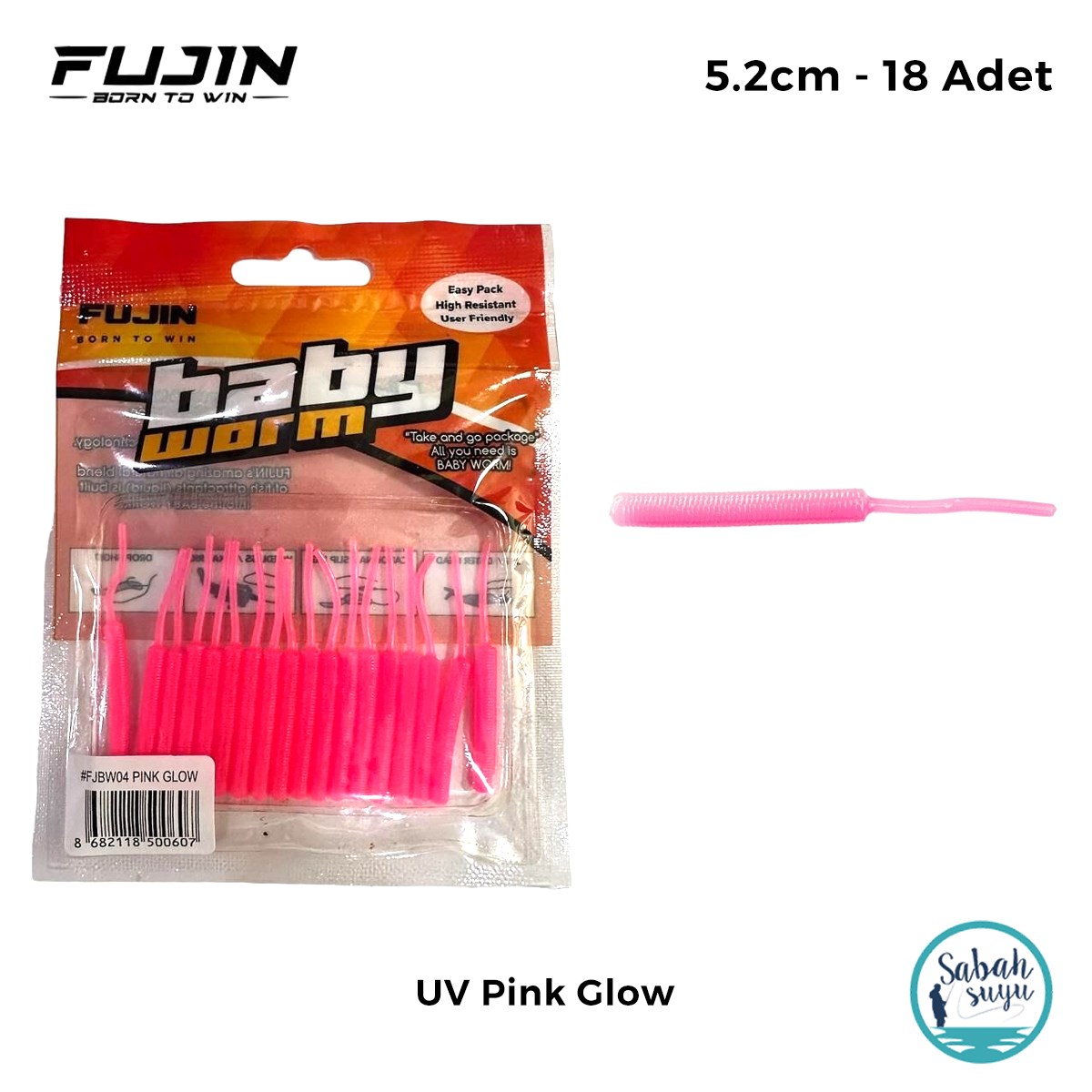 Fujin Baby Worm LRF Silikon 5.2 cm UV Pink Glow (18 Adet)