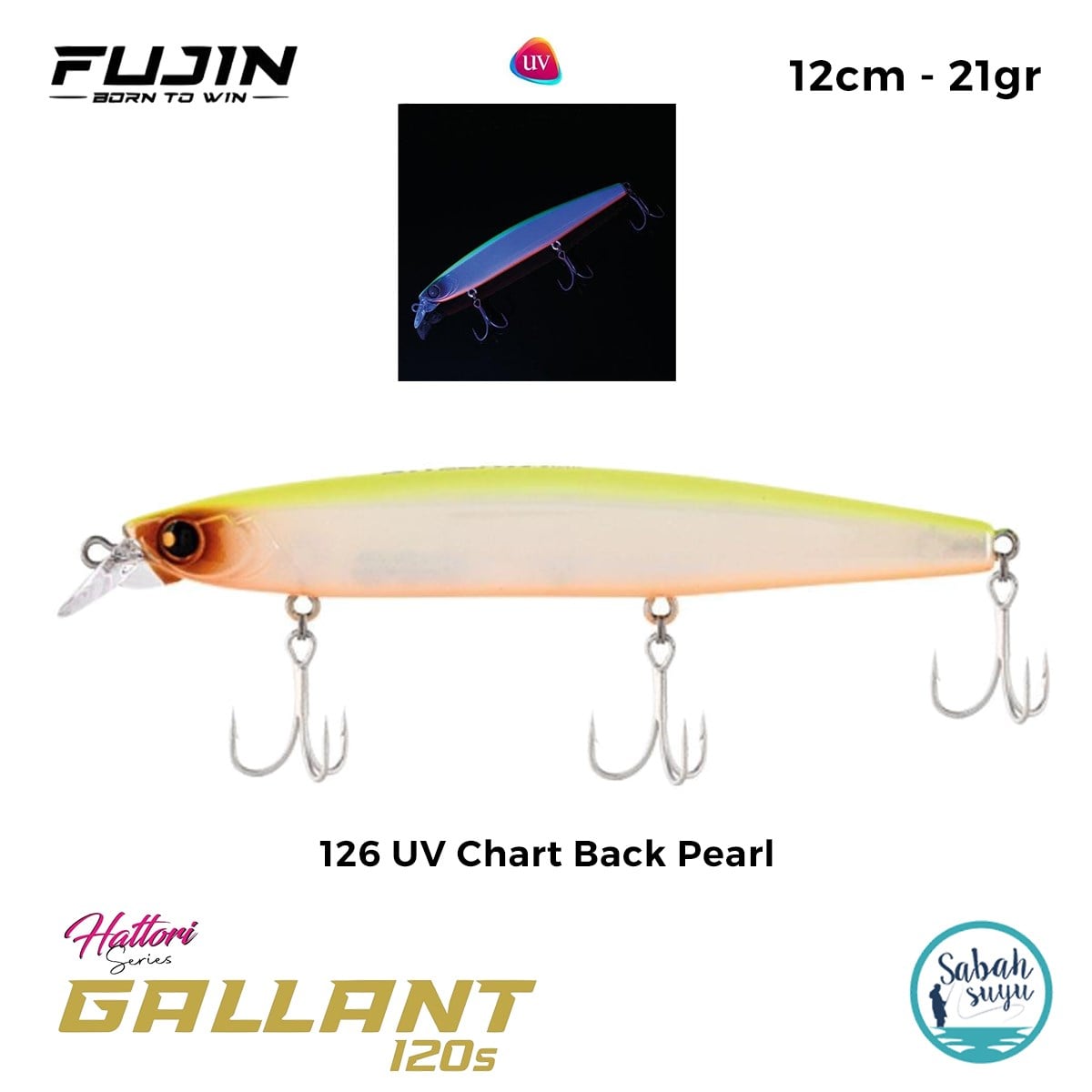 Fujin Gallant 120S 12cm 21gr Maket Balık 126 UV Chart Back Pearl