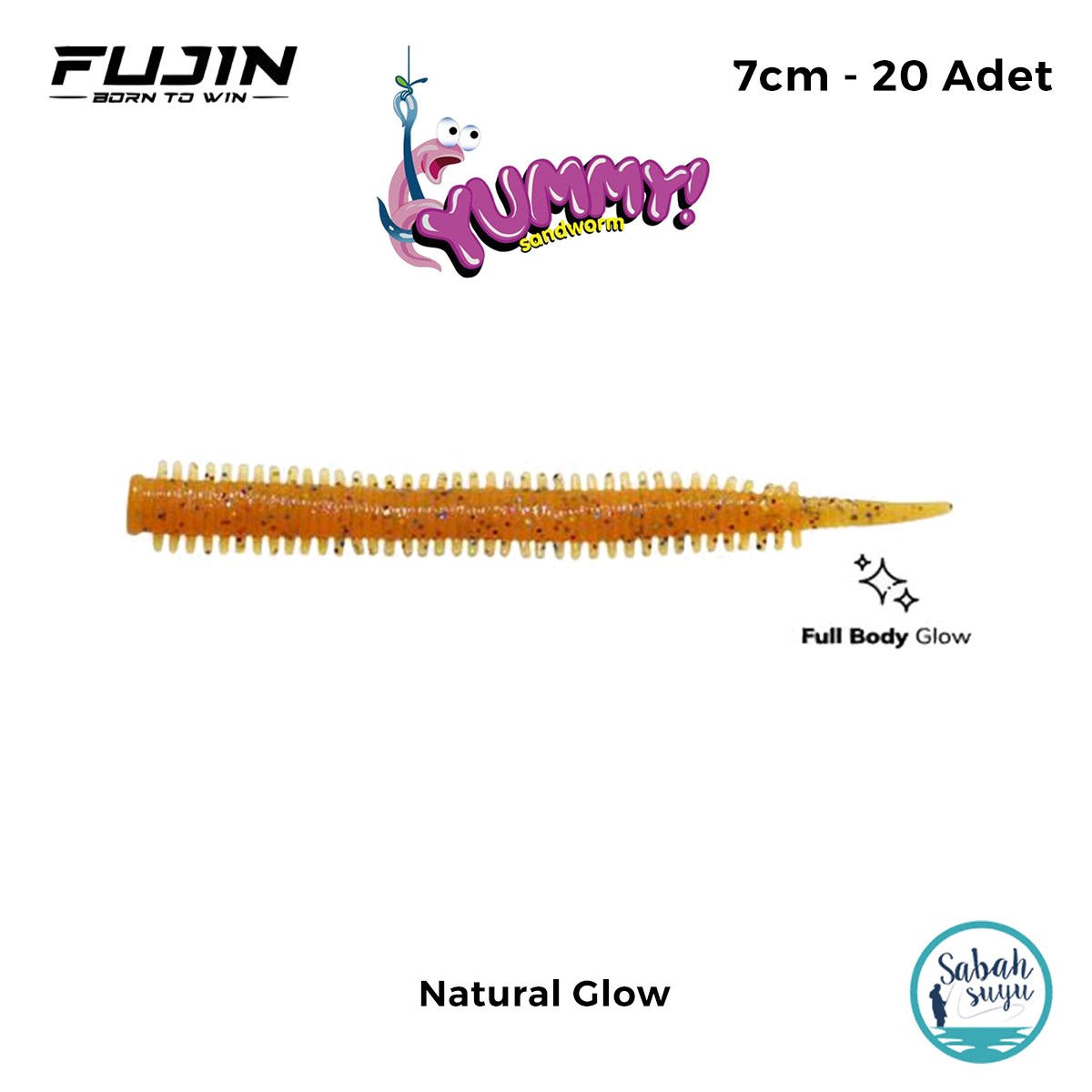 Fujin Yummy Sandworm LRF Silikon 7 cm Natural Glow (20 Adet)