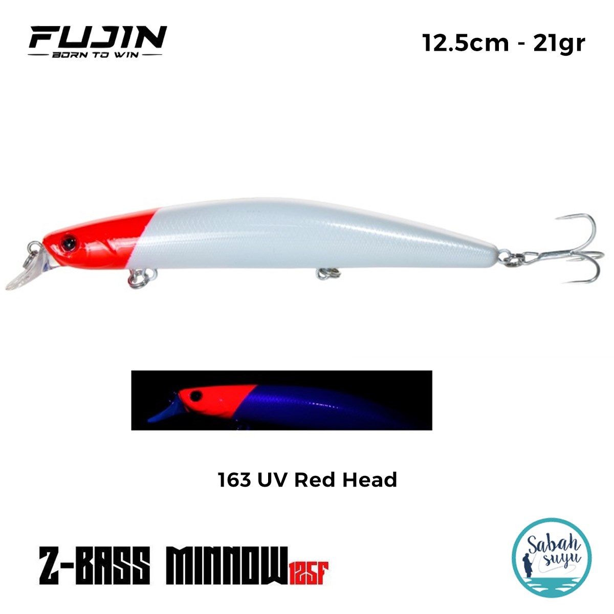 Fujin Z-Bass Minnow 125F 12.5cm 21gr #163 UV Red Head Maket Balık