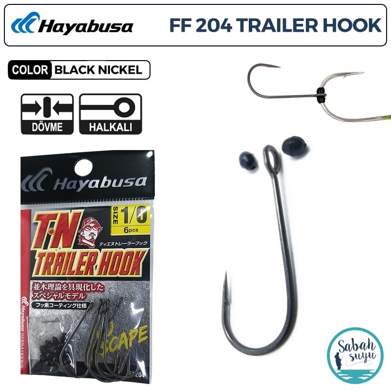 Hayabusa FF 204 T.N Trailer Delikli Tekli İğne Teflon Siyah #1/0 (6 Adet)