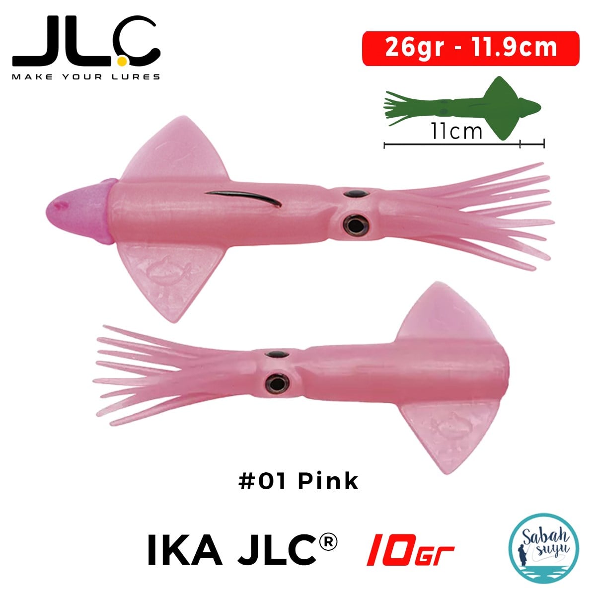 JLC IKA 10 Combo Set 26gr 11.9cm #01 Pink (2+1) Silikon Kalamar