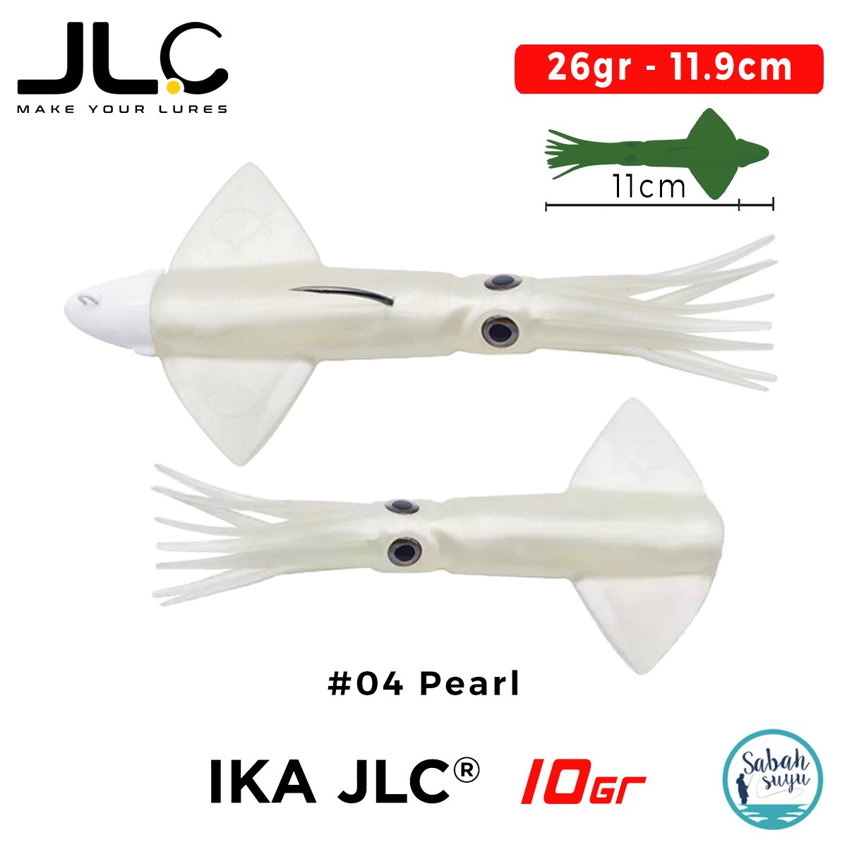 JLC IKA 10 Combo Set 26gr 11.9cm #04 Pearl (2+1) Silikon Kalamar