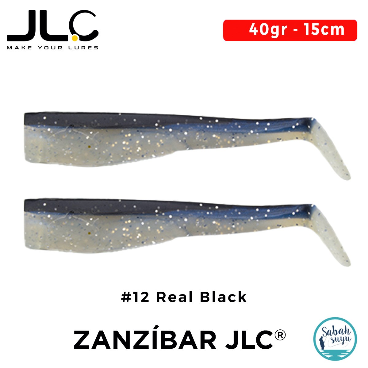 JLC Zanzibar 15cm 40gr #12 Real Black Silikon Kuyruk (2 Adet)