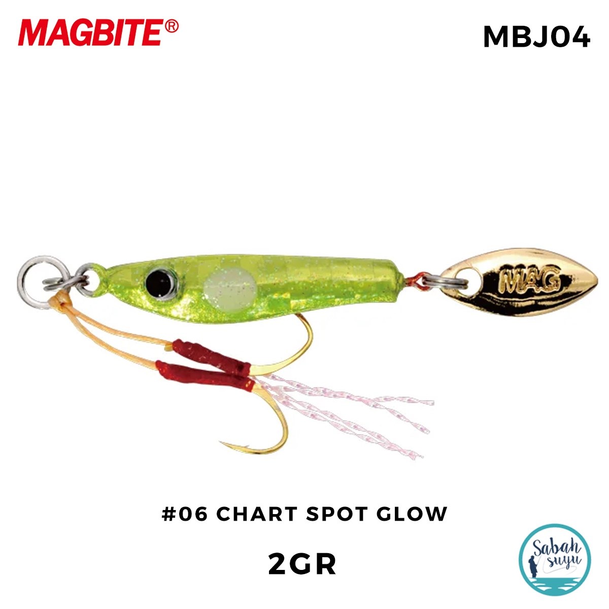 Magbite Chirimen Jig 2gr #06 Chart Spot Glow