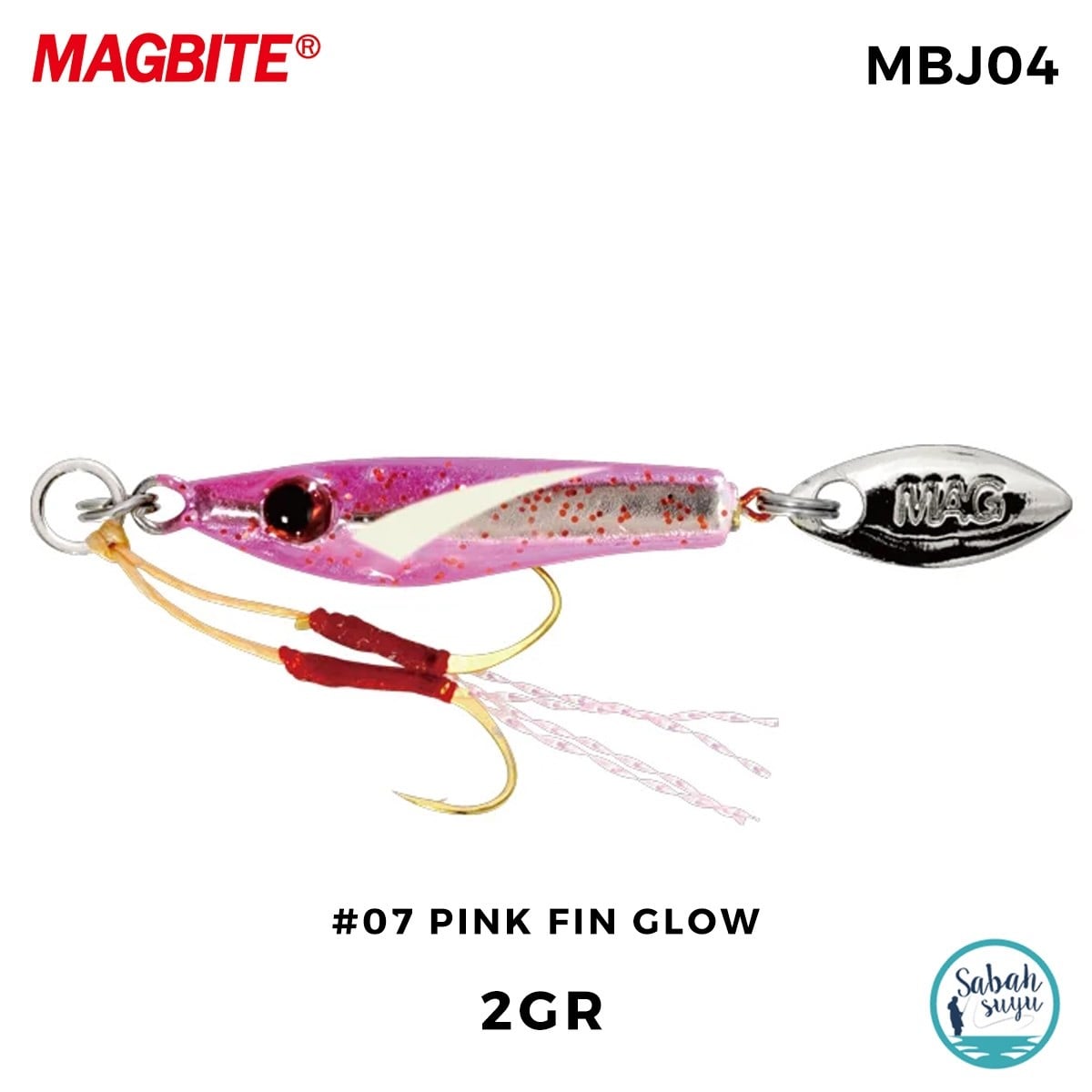 Magbite Chirimen Jig 2gr #07 Pink Fin Glow