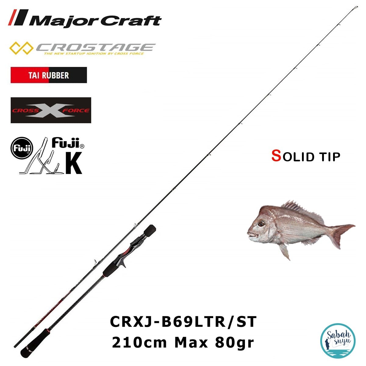 Major Craft Crostage CRXJ-B69LTR/ST Solid 210cm Max 80gr (S2P) Tetikli Tai Rubber Kamış