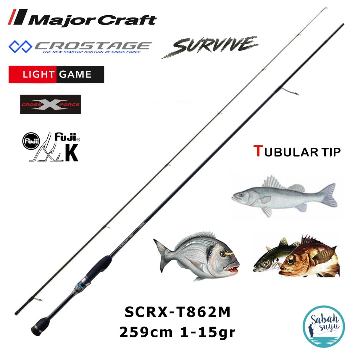 Major Craft Crostage Survive SCRX-T862M Tubular 2.59mt 1-15gr (2P) LRF+Microjig Kamış