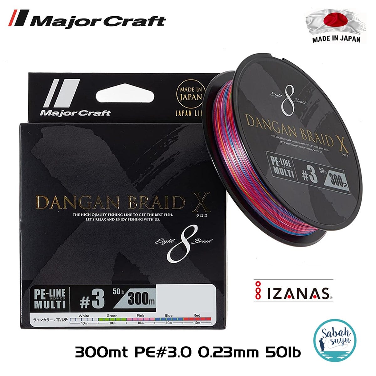 Major Craft Dangan Braid X 8X İp Misina PE 3.0 0.23mm 50lb/22.7kg 300mt Multi