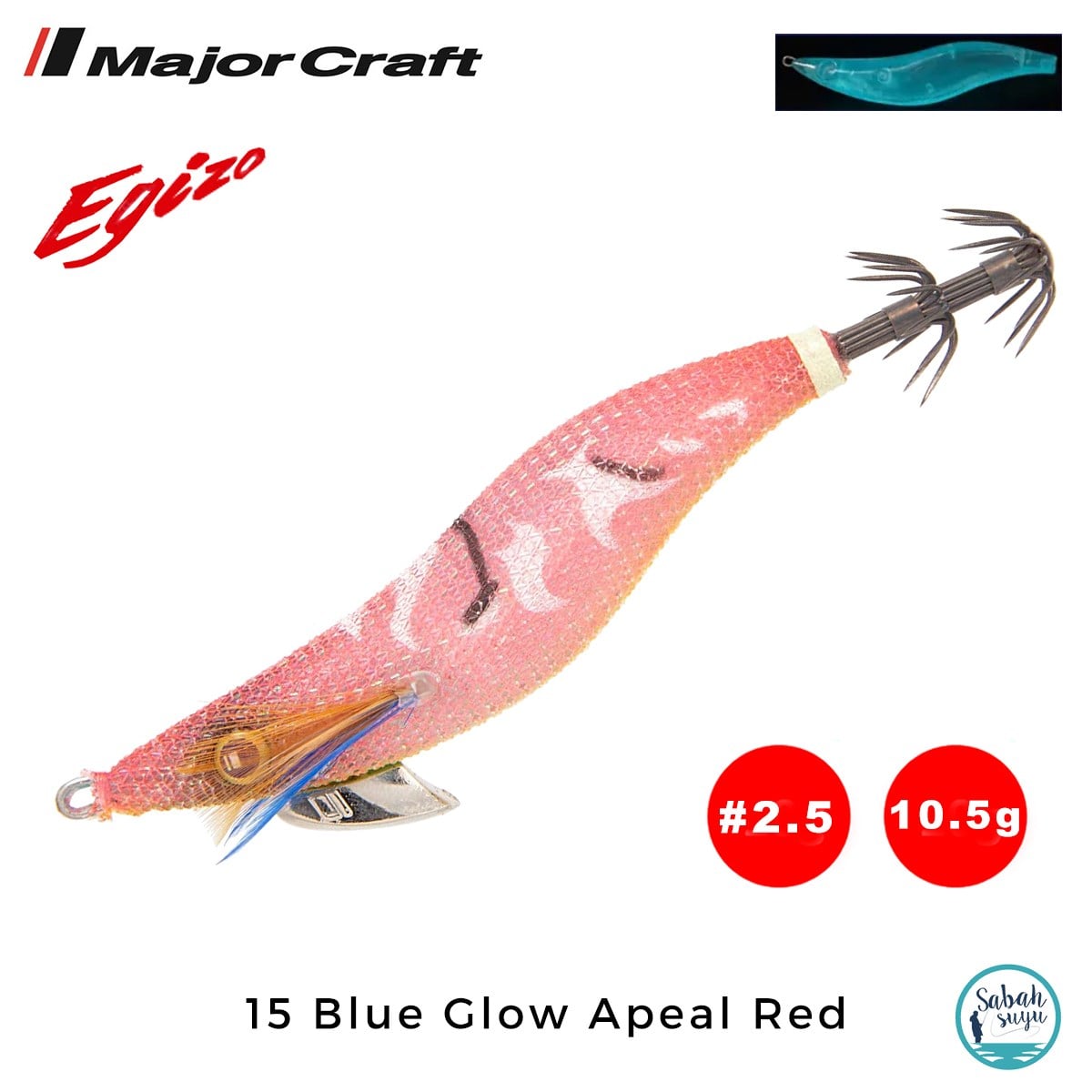 Major Craft Egi Sutte Kalamar Zokası EGZ-2.5 10.5gr #15 Blue Glow Apeal Red