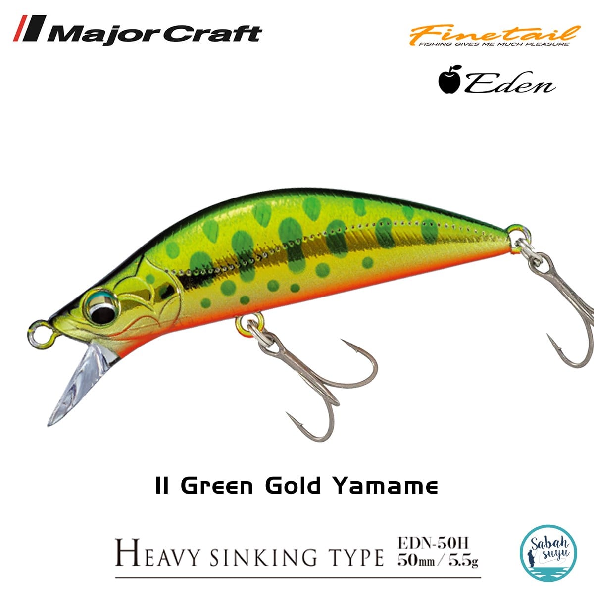 Major Craft Finetail Eden 50HS 5.5gr LRF Sahte Balık # 11 Green Gold Yamame