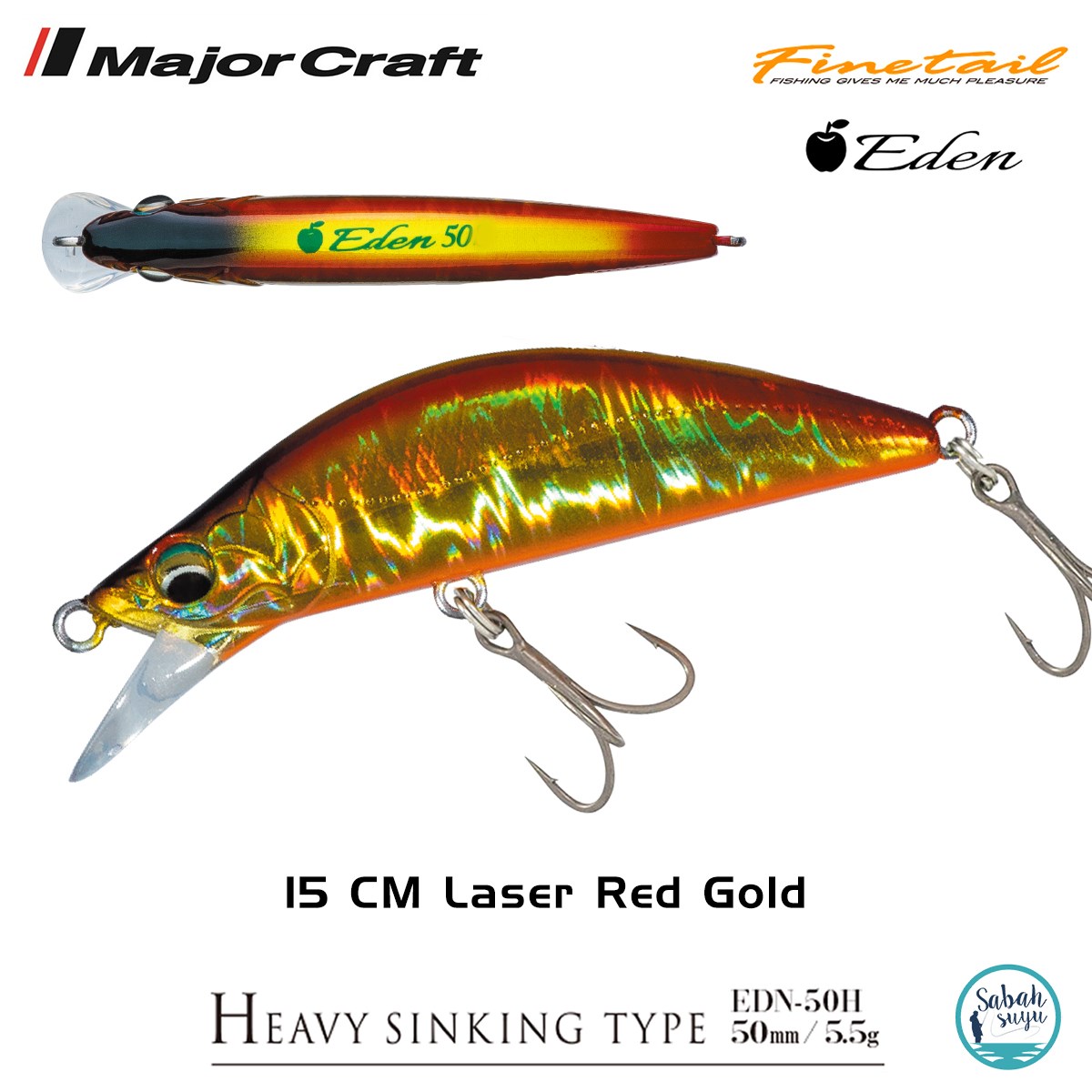 Major Craft Finetail Eden 50HS 5.5gr LRF Sahte Balık # 15 CM Laser Red Gold
