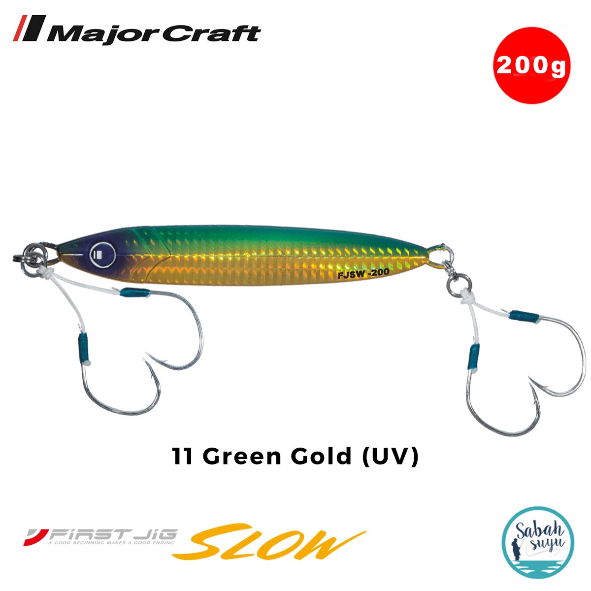 Major Craft First Jig Slow FJSW-200gr #11 Green Gold (UV)