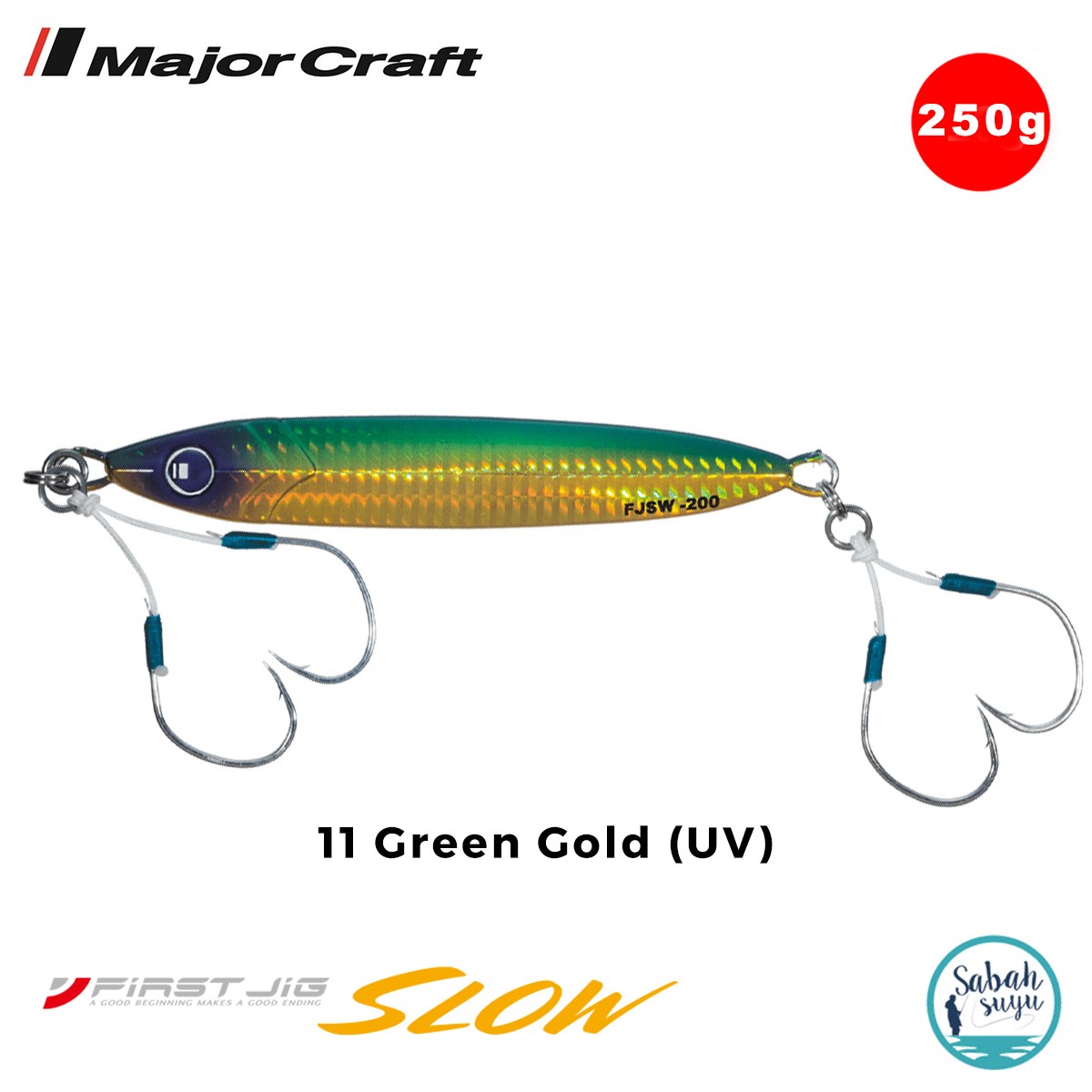 Major Craft First Jig Slow FJSW-250gr #11 Green Gold (UV)
