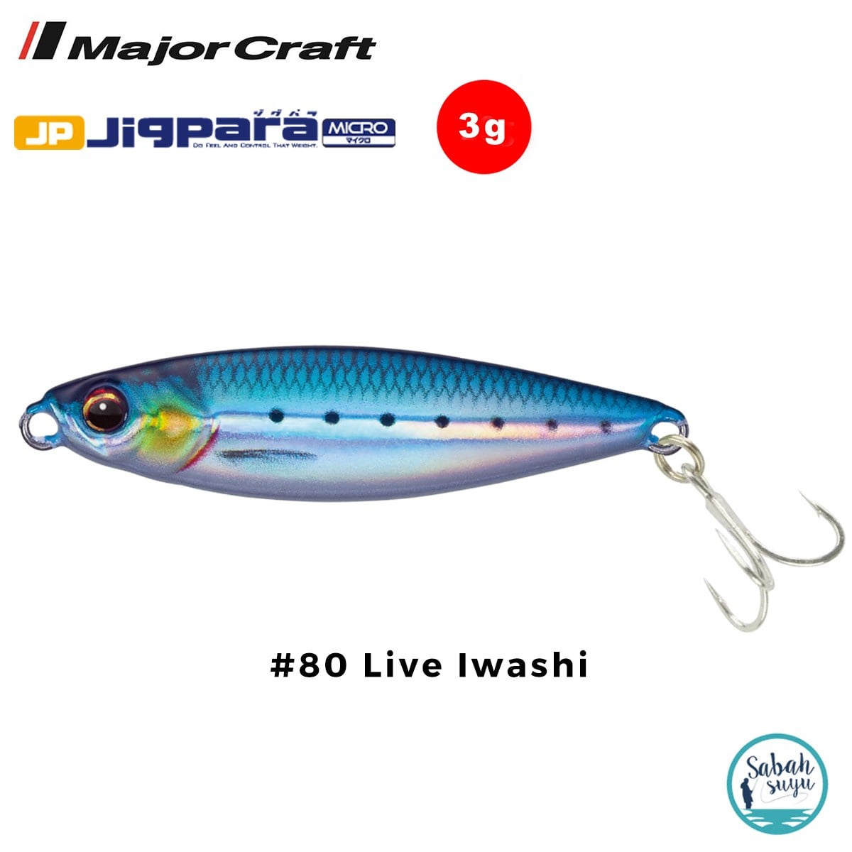 Major Craft Jigpara Micro JPM-3gr 30mm #80 Live Iwashi