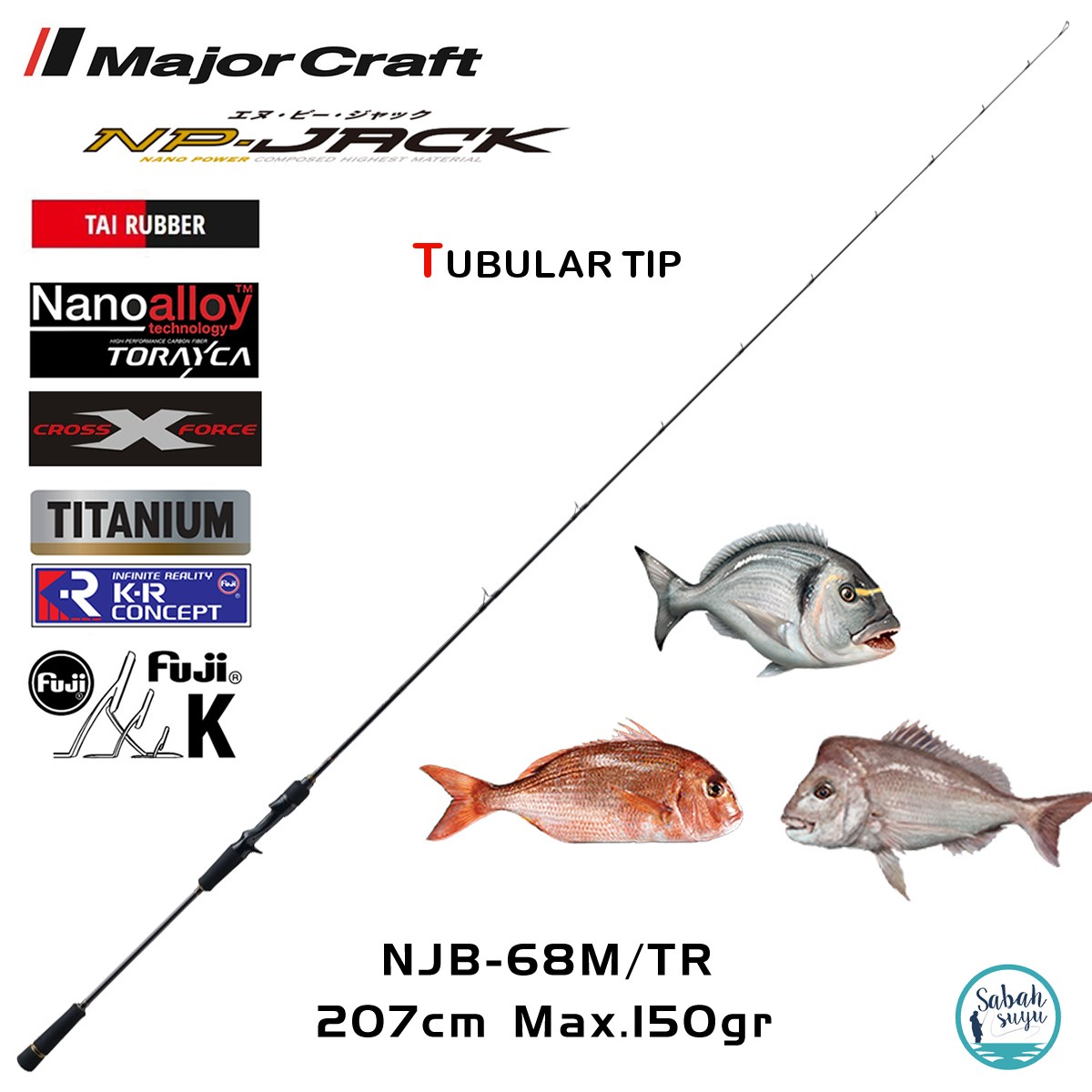Major Craft NP-Jack NJB-68M/TR Tubular 207cm Max 150gr (1P) Tetikli Tai Rubber Kamış