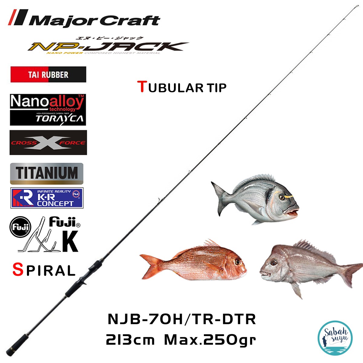 Major Craft NP-Jack NJB-70H/TR-DTR Tubular 213cm Max 250gr (1P) Tetikli Tai Rubber Kamış