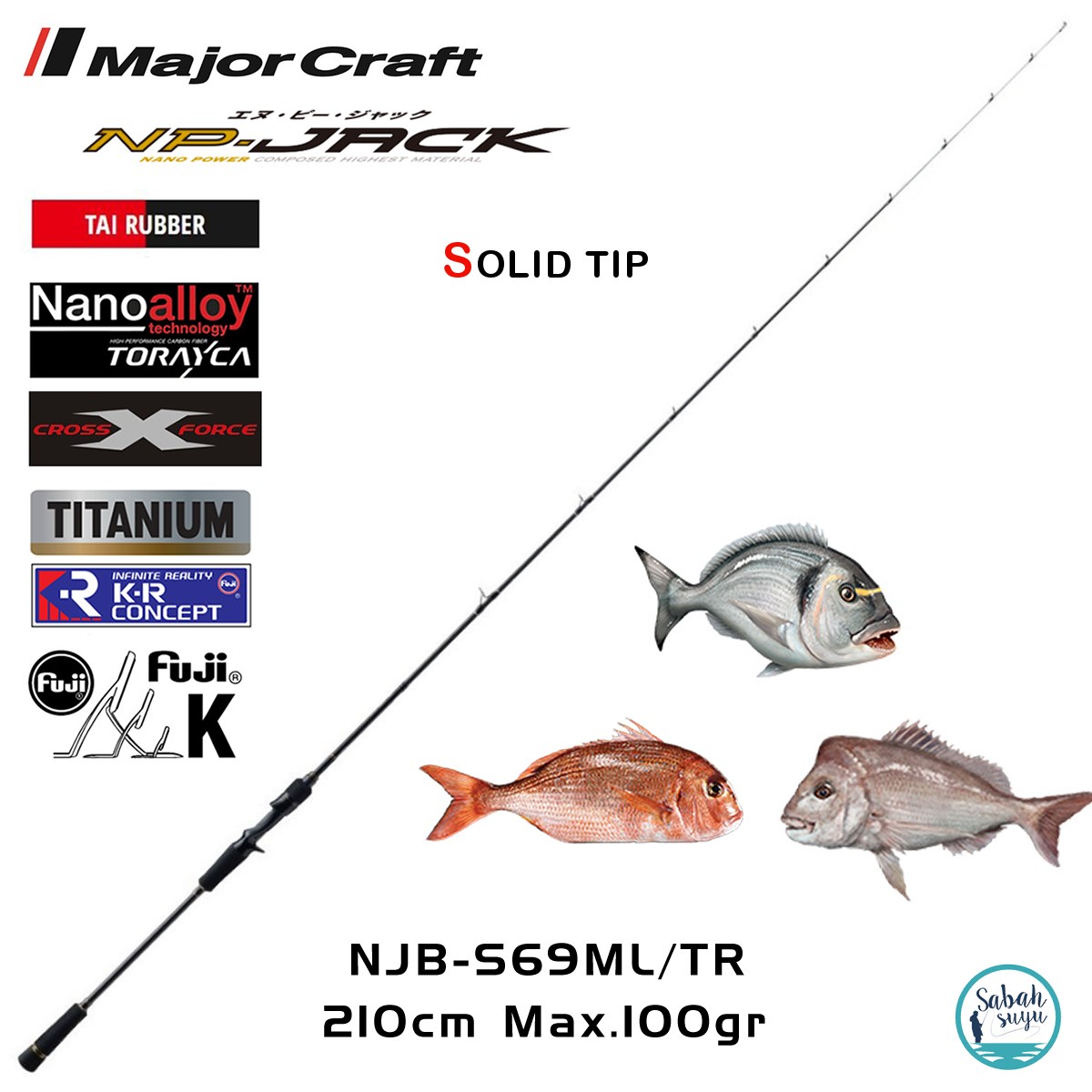 Major Craft NP-Jack NJB-S69ML/TR Solid 210cm Max 100gr (1P) Tetikli Tai Rubber Kamış