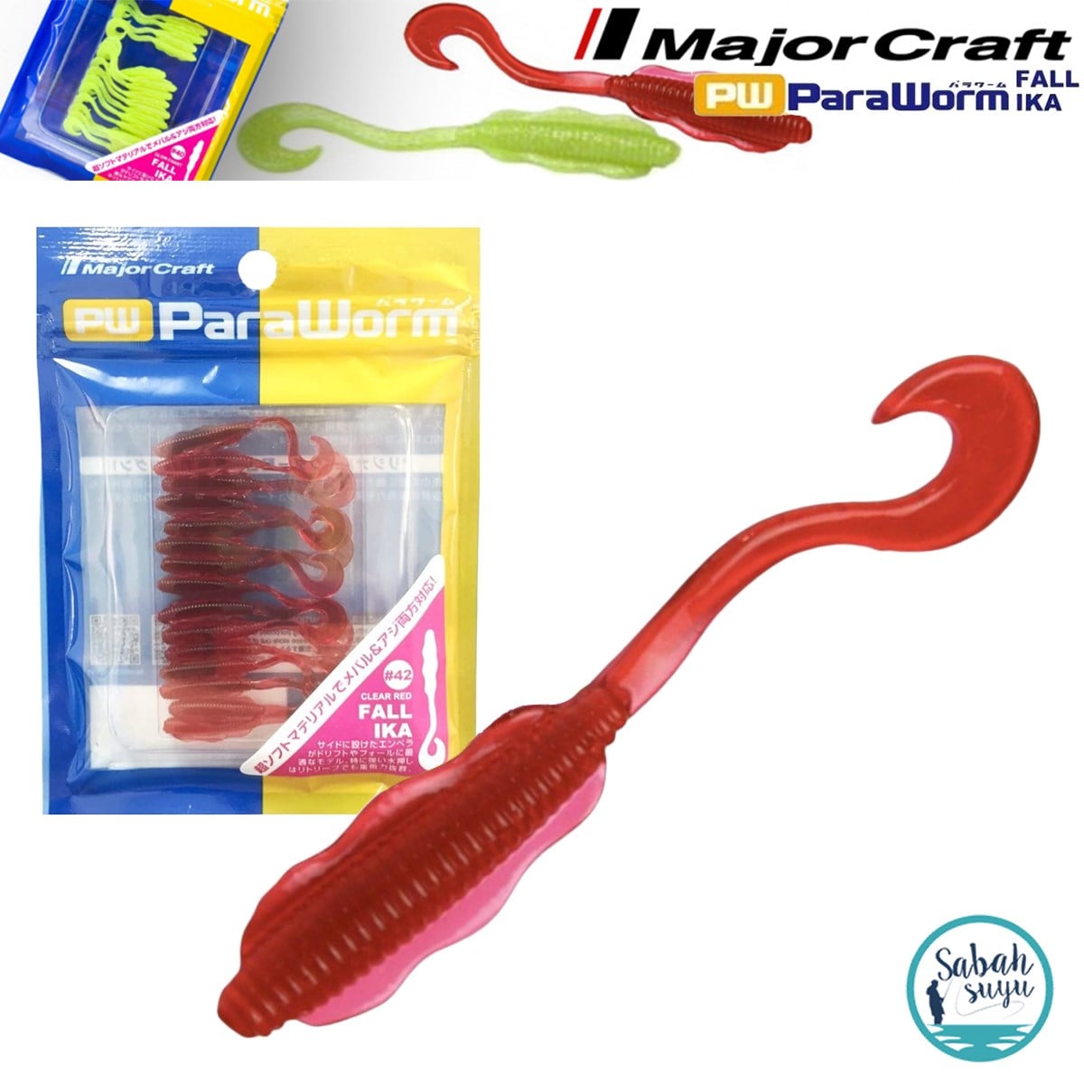 Major Craft Para Worm Fall IKA 1.5'' 4cm (15 Ad) #42 Clear Red