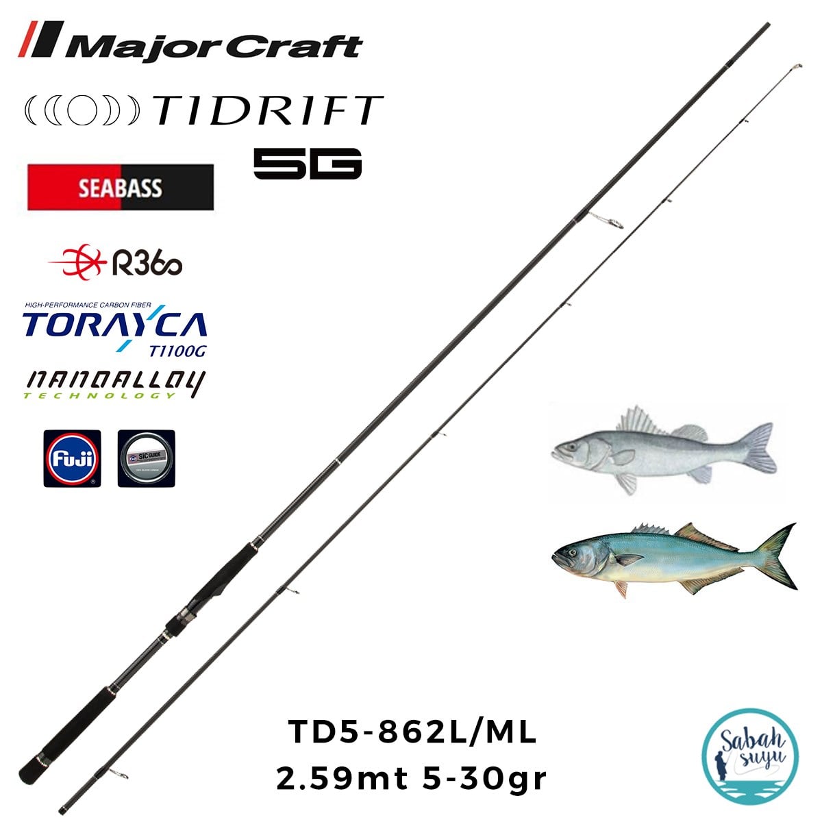 Major Craft Tidrift 5G TD5-862L/ML Seabass 2.59mt 5-30gr (2P) Spin Kamış