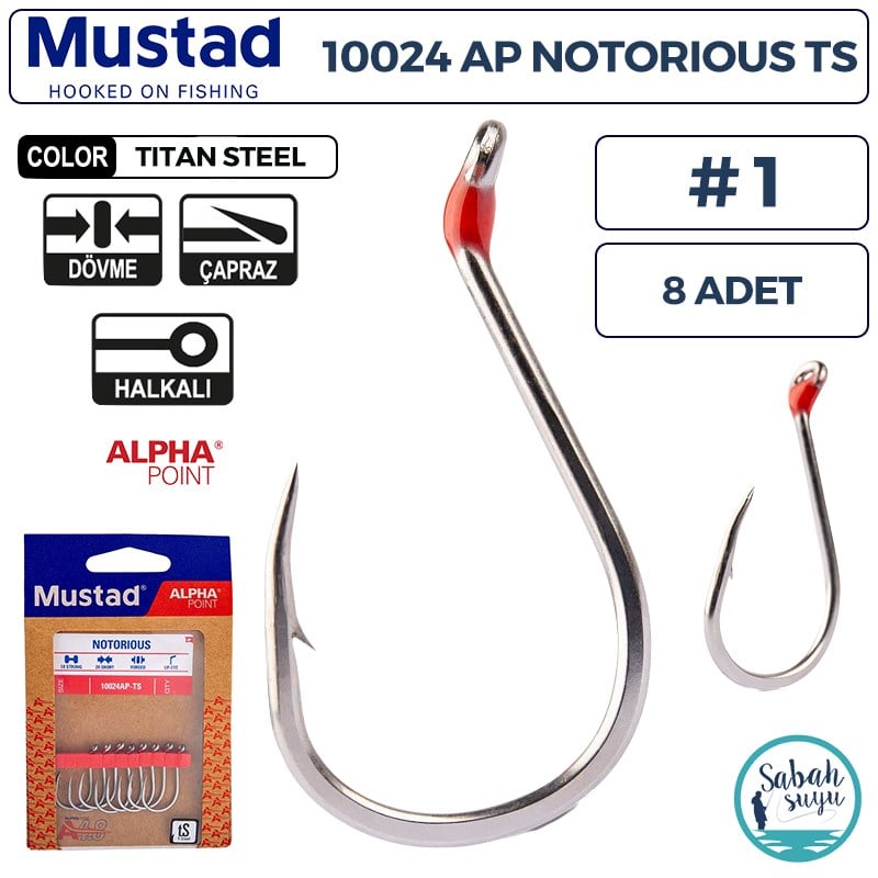 Mustad 10024 AP Notorious Delikli Olta İğnesi TS #1 (8 Adet)