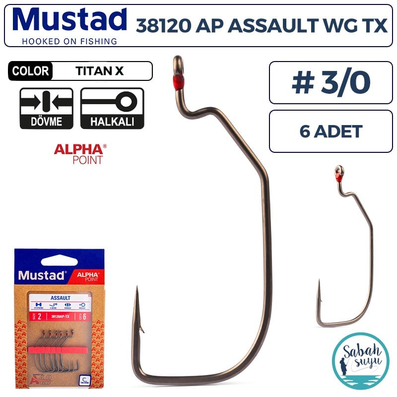 Mustad 38120 AP Wide Gap Offset Olta İğnesi TX #3/0 (6 Adet)