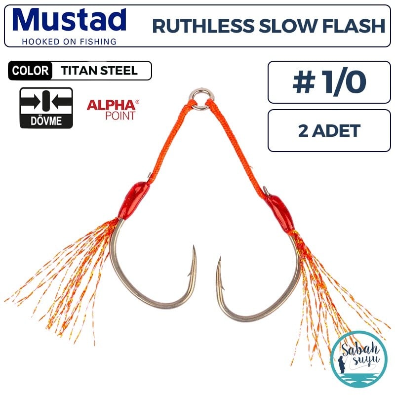 Mustad AS4 AP Ruthless Slow Flash Çiftli Asist İğne TS #1/0 (2 Adet)