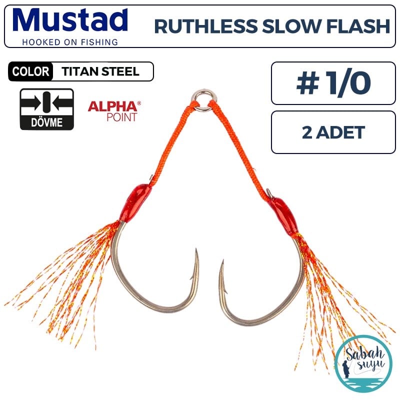Mustad AS4 AP Ruthless Slow Flash Çiftli Asist İğne TS #1/0 (2 Adet)