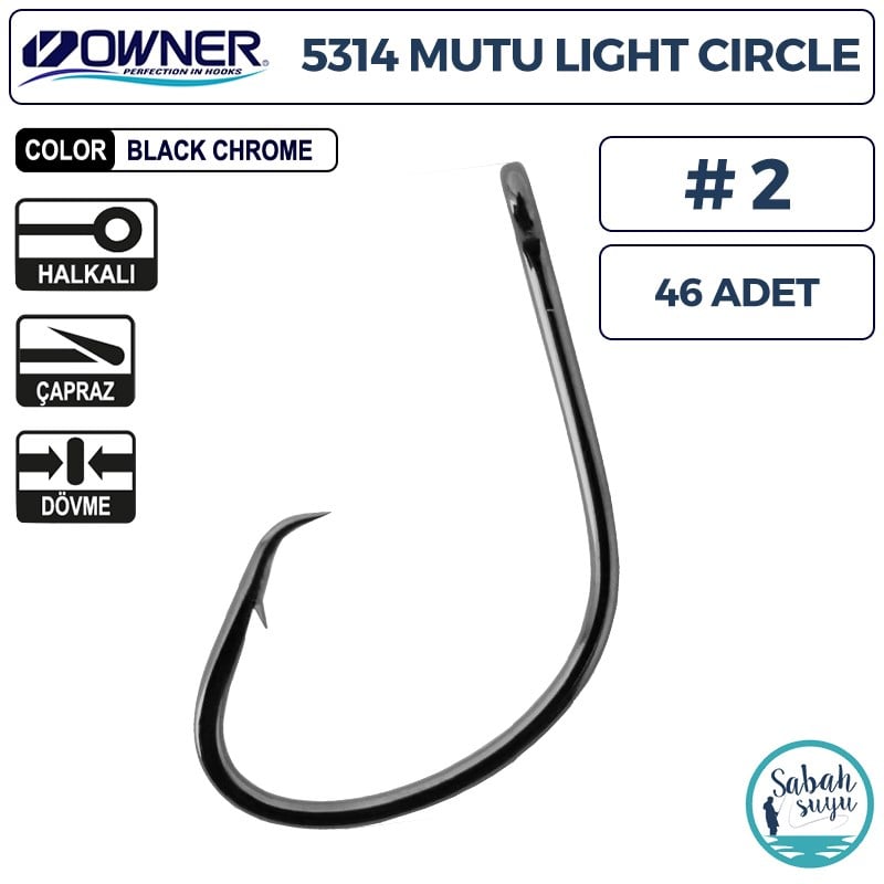 Owner 5314 Mutu Light Circle Delikli İğne #2 (46 Adet) Siyah Krom