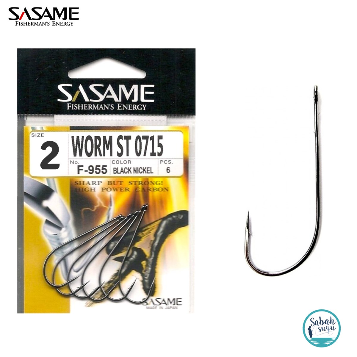 Sasame F-955 Worm Tırnaklı Halkalı İğne #2 (6Ad) Siyah
