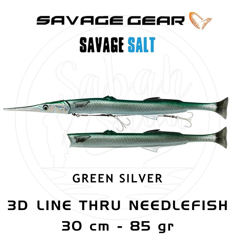 Savage Gear 3D Line Thru Needlefish Pulsetail 2+1 30cm 85gr Green Silver