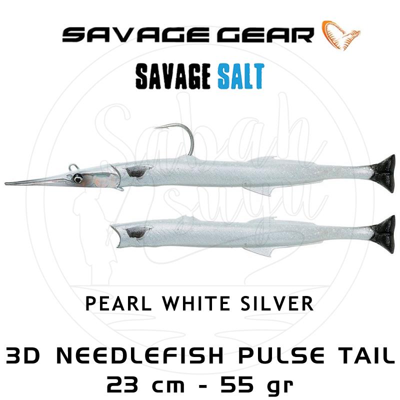 Savage Gear 3D Needlefish Pulsetail 2+1 23cm 55gr Pearl White Silver