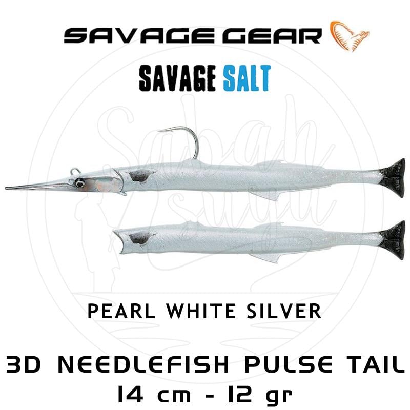Savage Gear 3D Needlefish Pulsetail 2+1 14cm 12gr Pearl White Silver