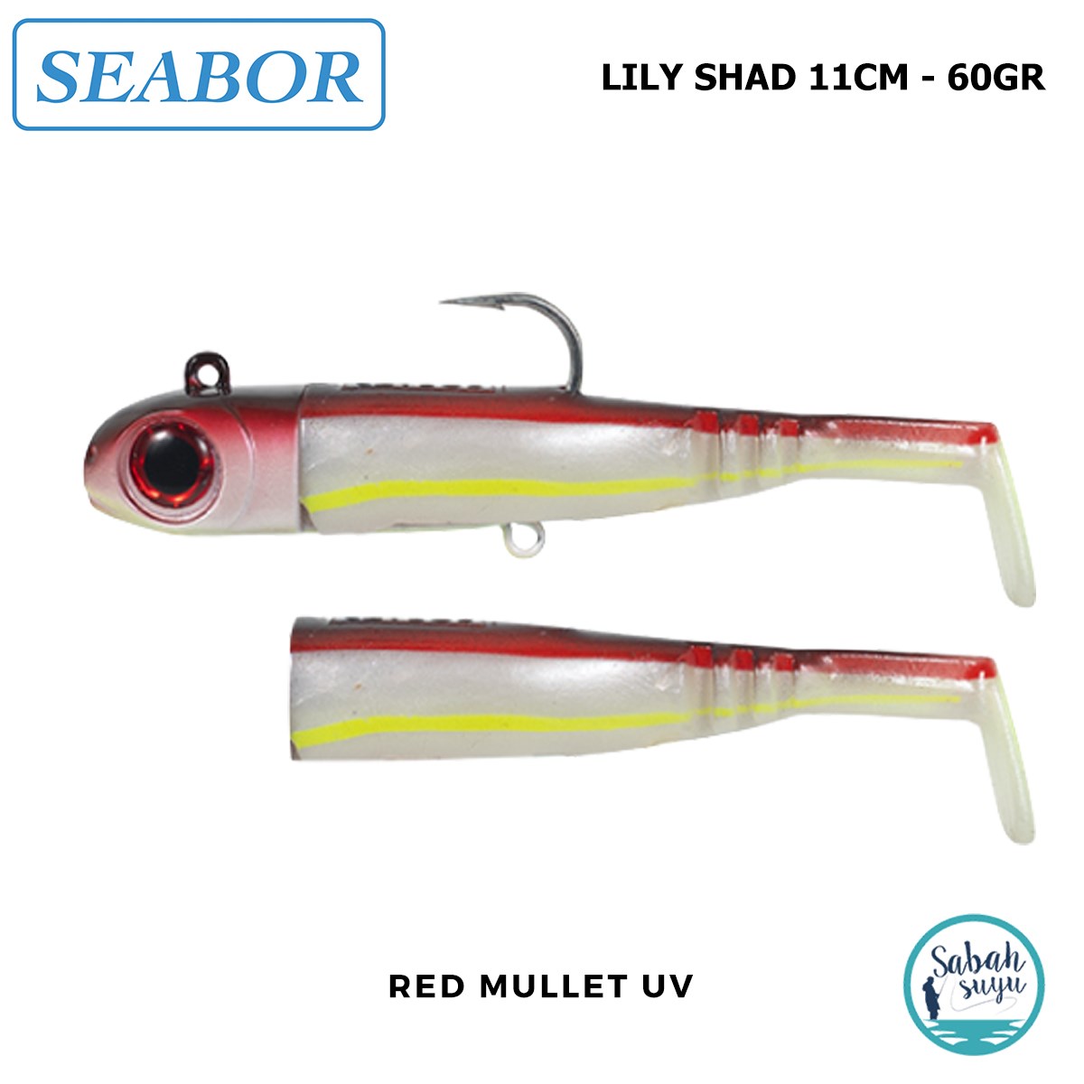 Seabor Lily Shad Silikon Balık 60gr 11cm Combo (2+1) Red Mullet UV