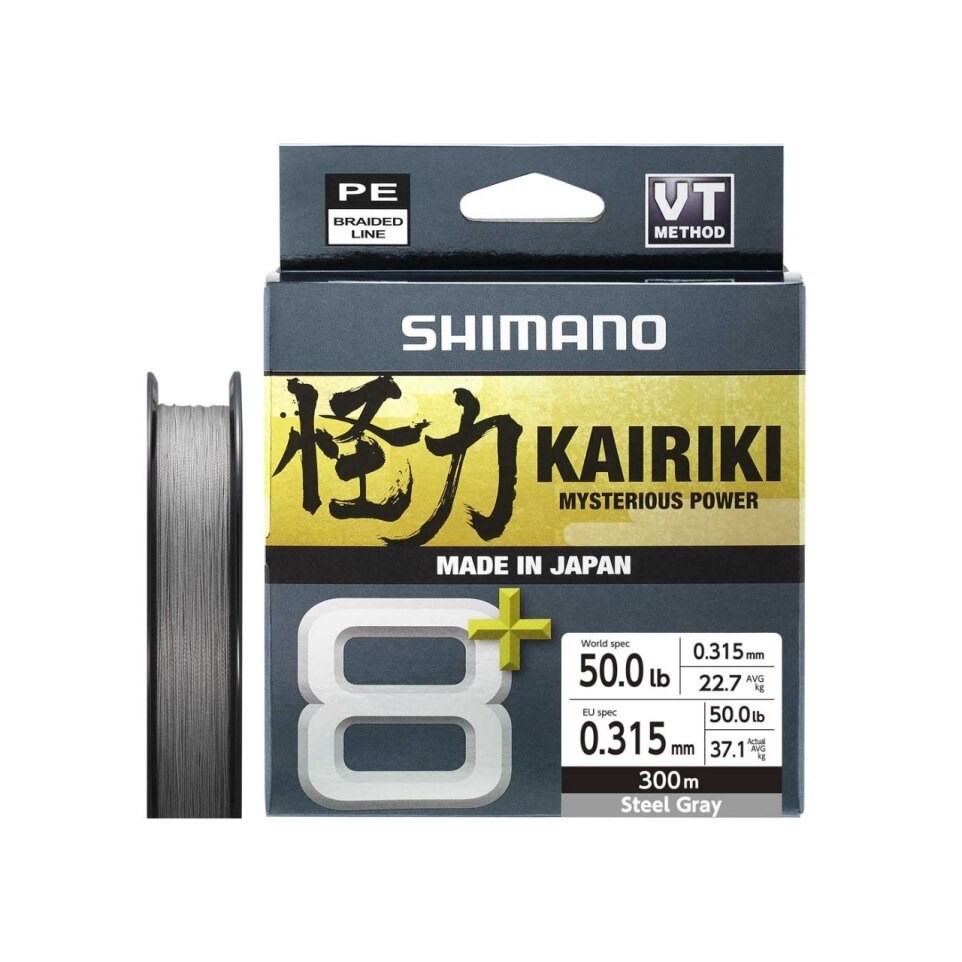Shimano Kairiki 8+ İp Misina 300m Steel Gray PE 5.0 0.31mm / 37.1kg