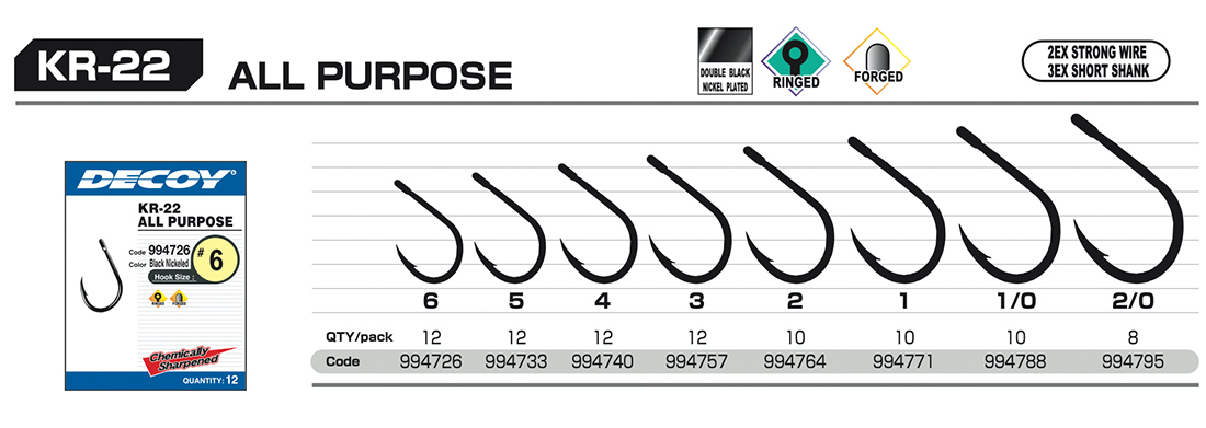 Decoy KR-22 All Purpose Delikli Olta İğnesi BN #1