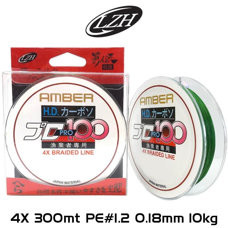 Amber 4X Braid 300 mt. PE1.2 0.18mm 10KG